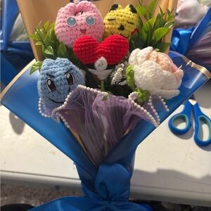Pokemon Crochet Bouquet with Blue and Red Accents